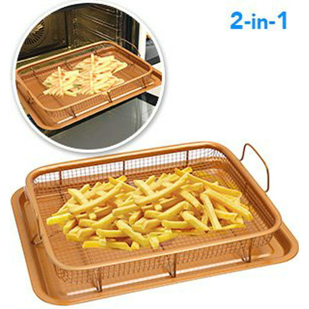 12in Crisper Tray Non Stick Cookie Sheet Tray Air Fry Pan Grill Basket Oven 